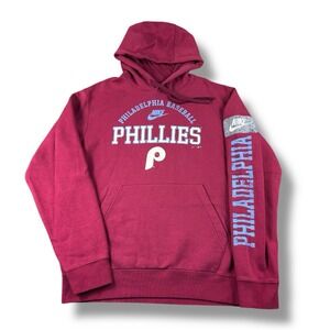 Nike MLB Philadelphia Phillies Spellout Center Swoosh Fleece Hoodie Mens S Rare